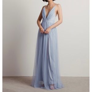 Tobi Womens Slay The Night Blue Mesh Maxi Dress